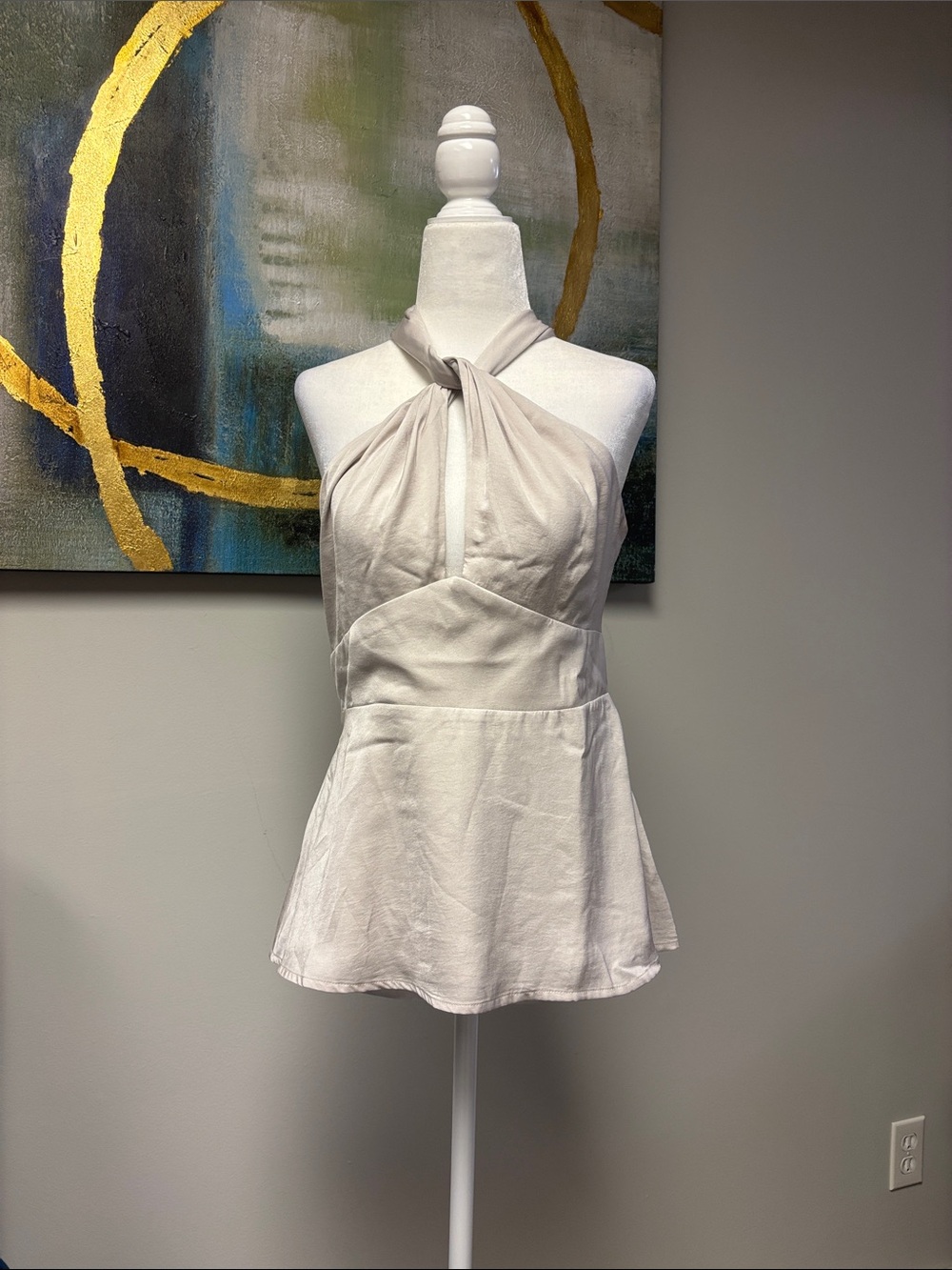 Banana Republic Ivory Twist Halter Peplum Camisole